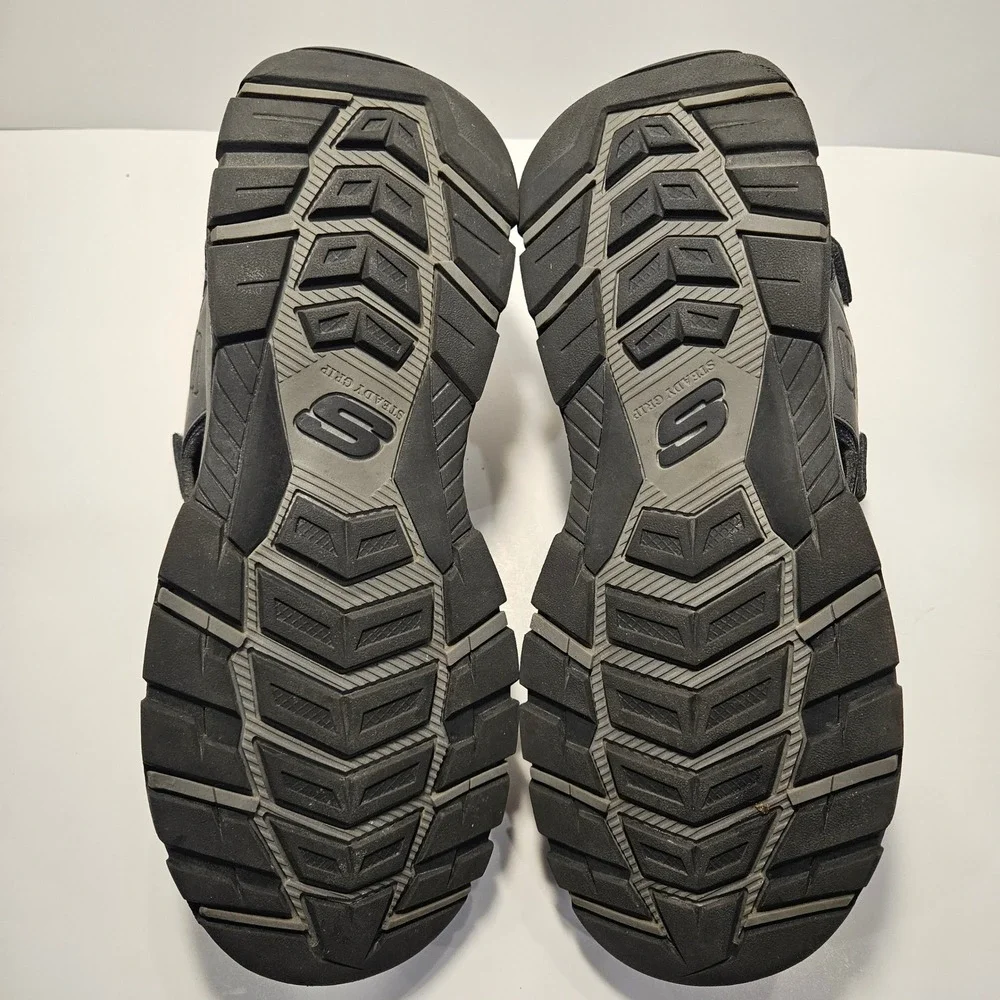 Skechers Relaxed Fit Tresmen Garo‎ Luxe Foam Sandals Mens 10 Charcoal Gray Blue